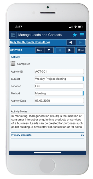 Costpoint Mobile CRM for Government Contractors Screenshot